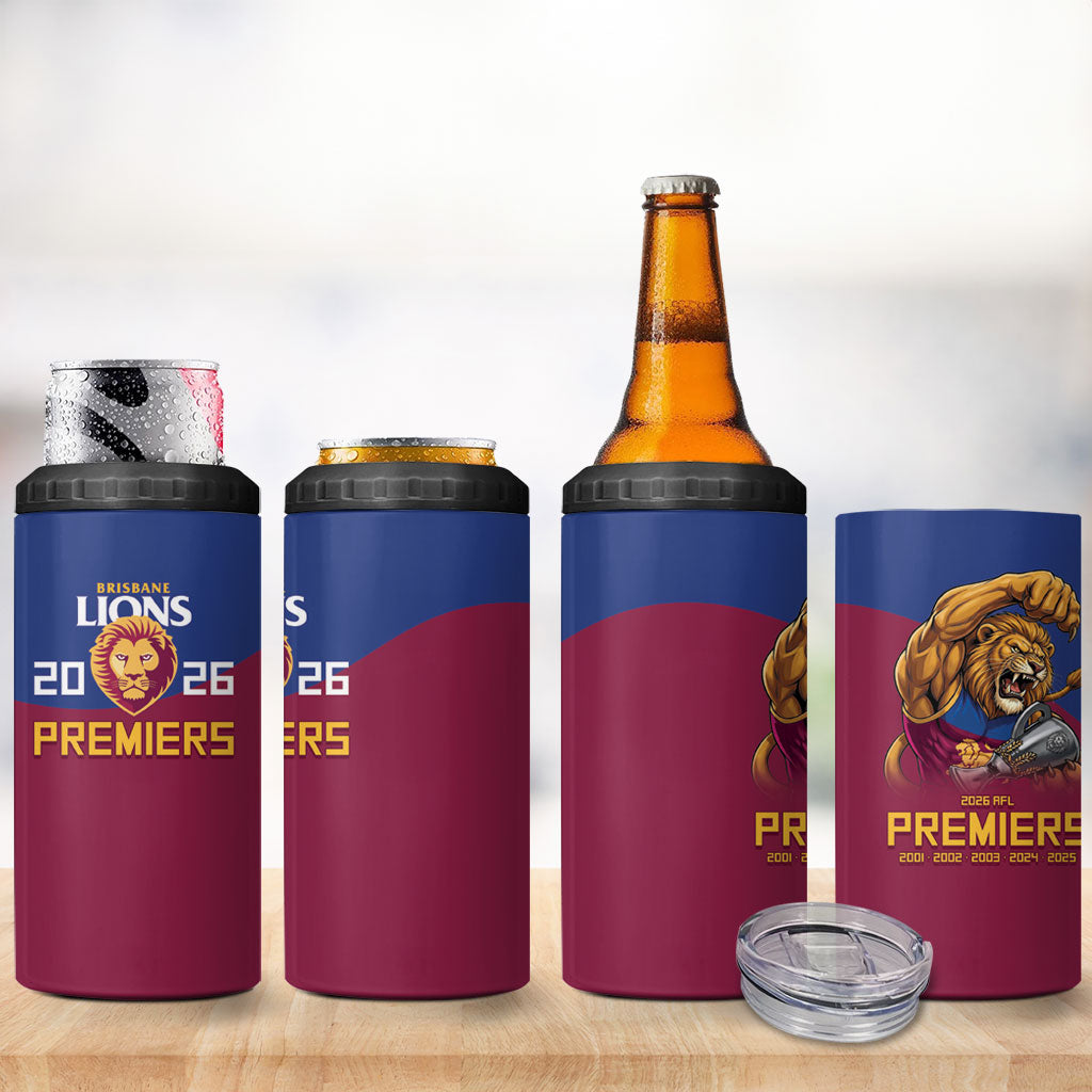 Brisbane Lions Premiers 2026 4 in 1 Can Cooler Tumbler Six-Time Champions