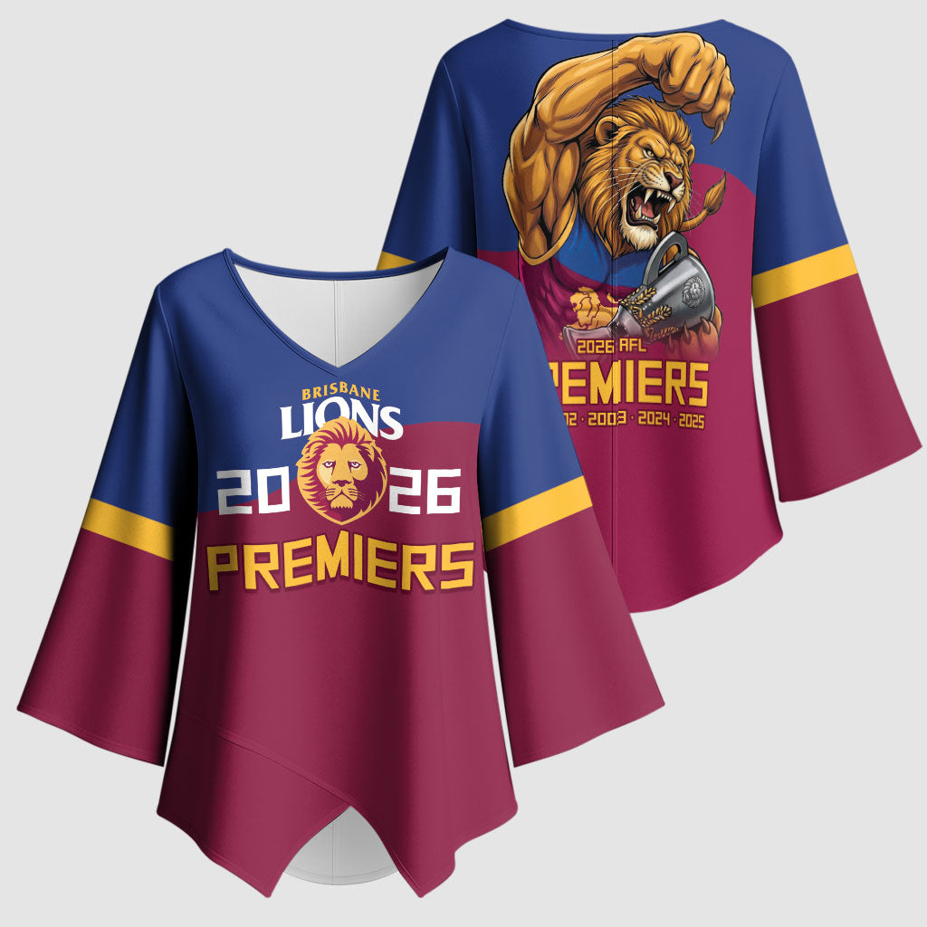 Brisbane Lions Premiers 2026 Kimono Sleeve Blouse Six-Time Champions