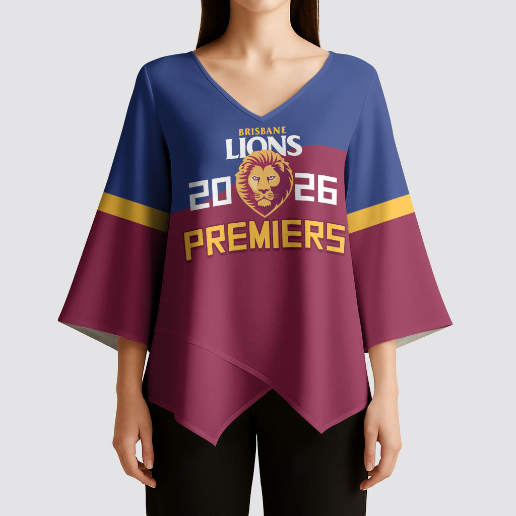 Brisbane Lions Premiers 2026 Kimono Sleeve Blouse Six-Time Champions