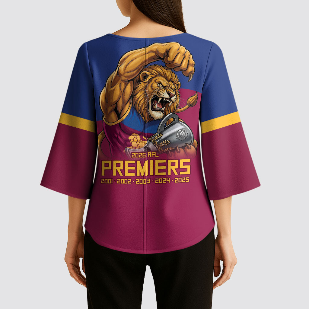 Brisbane Lions Premiers 2026 Kimono Sleeve Blouse Six-Time Champions
