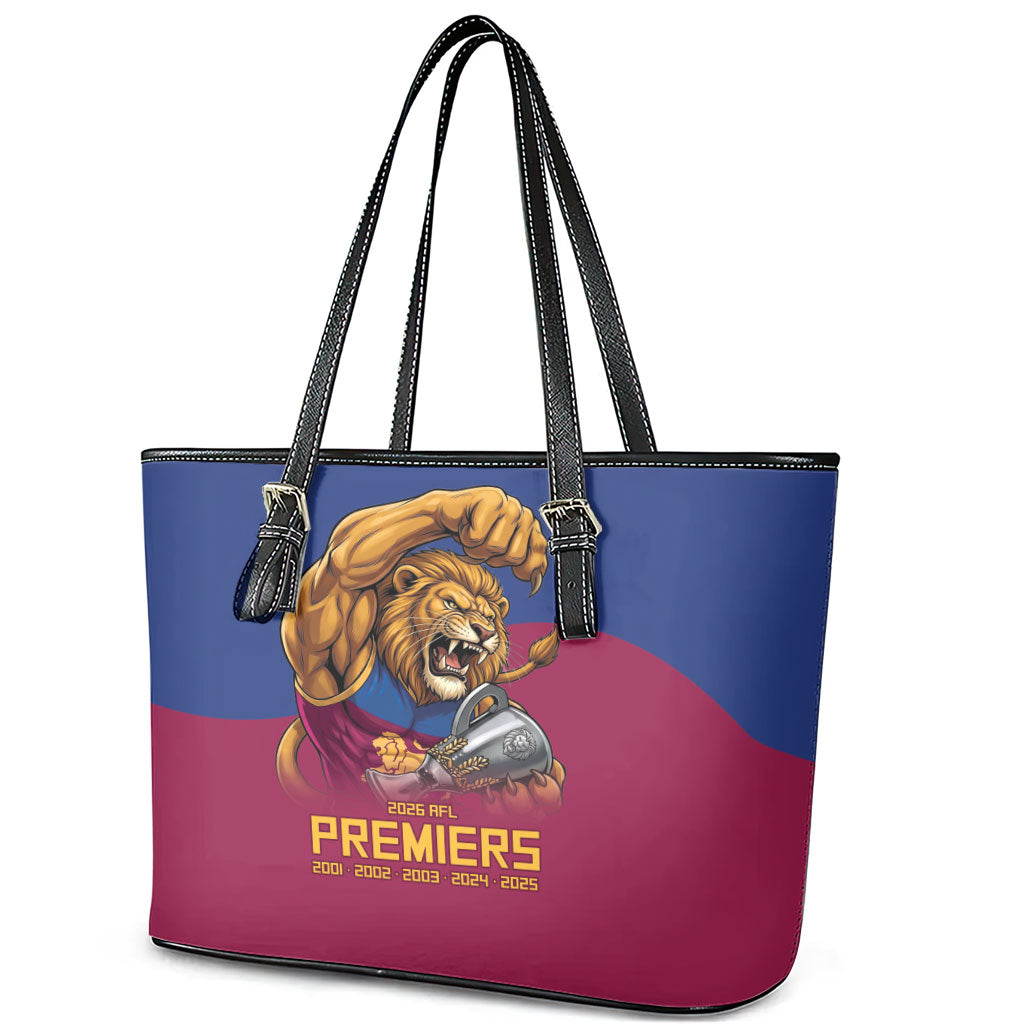 Brisbane Lions Premiers 2026 Leather Tote Bag Six-Time Champions