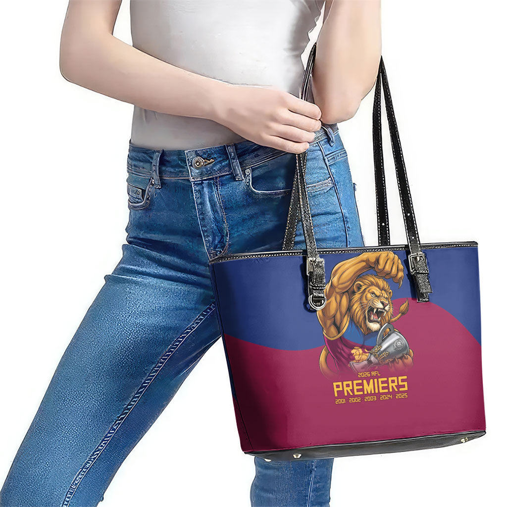 Brisbane Lions Premiers 2026 Leather Tote Bag Six-Time Champions