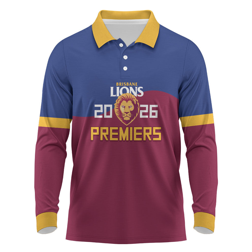 Brisbane Lions Premiers 2026 Long Sleeve Polo Shirt Six-Time Champions