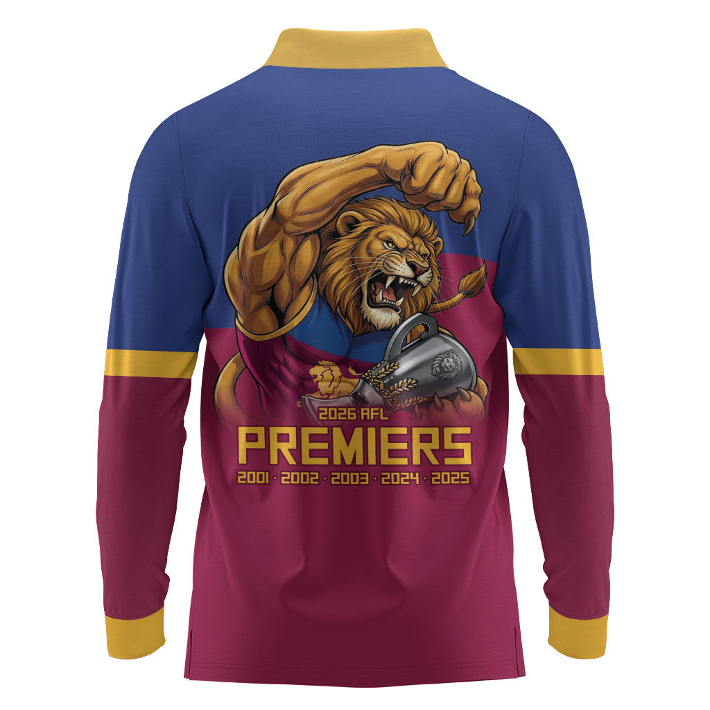 Brisbane Lions Premiers 2026 Long Sleeve Polo Shirt Six-Time Champions