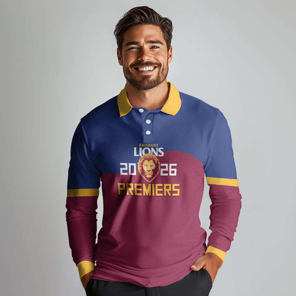 Brisbane Lions Premiers 2026 Long Sleeve Polo Shirt Six-Time Champions