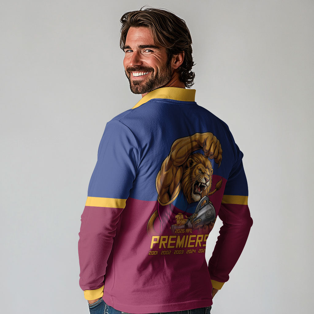 Brisbane Lions Premiers 2026 Long Sleeve Polo Shirt Six-Time Champions