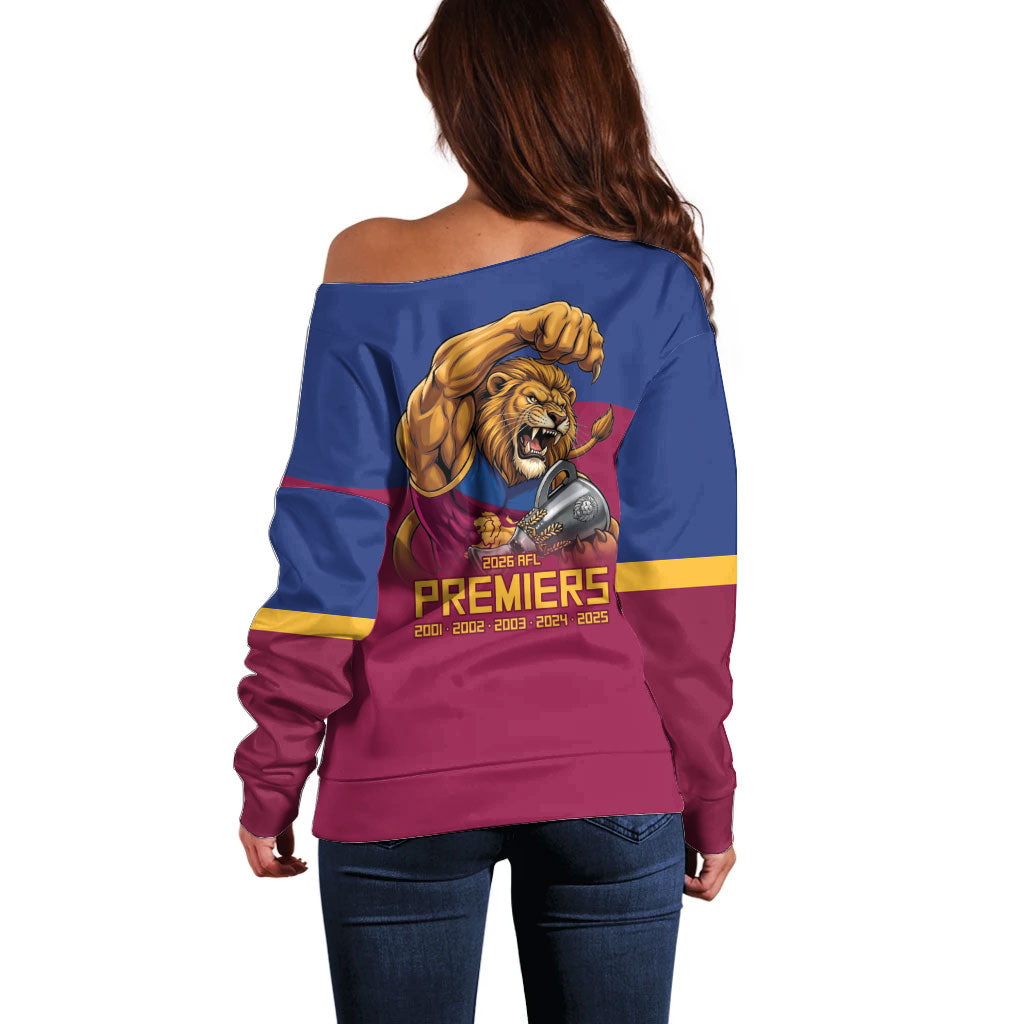 Brisbane Lions Premiers 2026 Off Shoulder Sweater Six-Time Champions