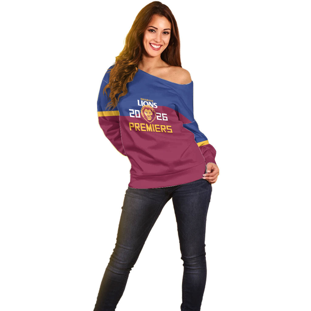 Brisbane Lions Premiers 2026 Off Shoulder Sweater Six-Time Champions