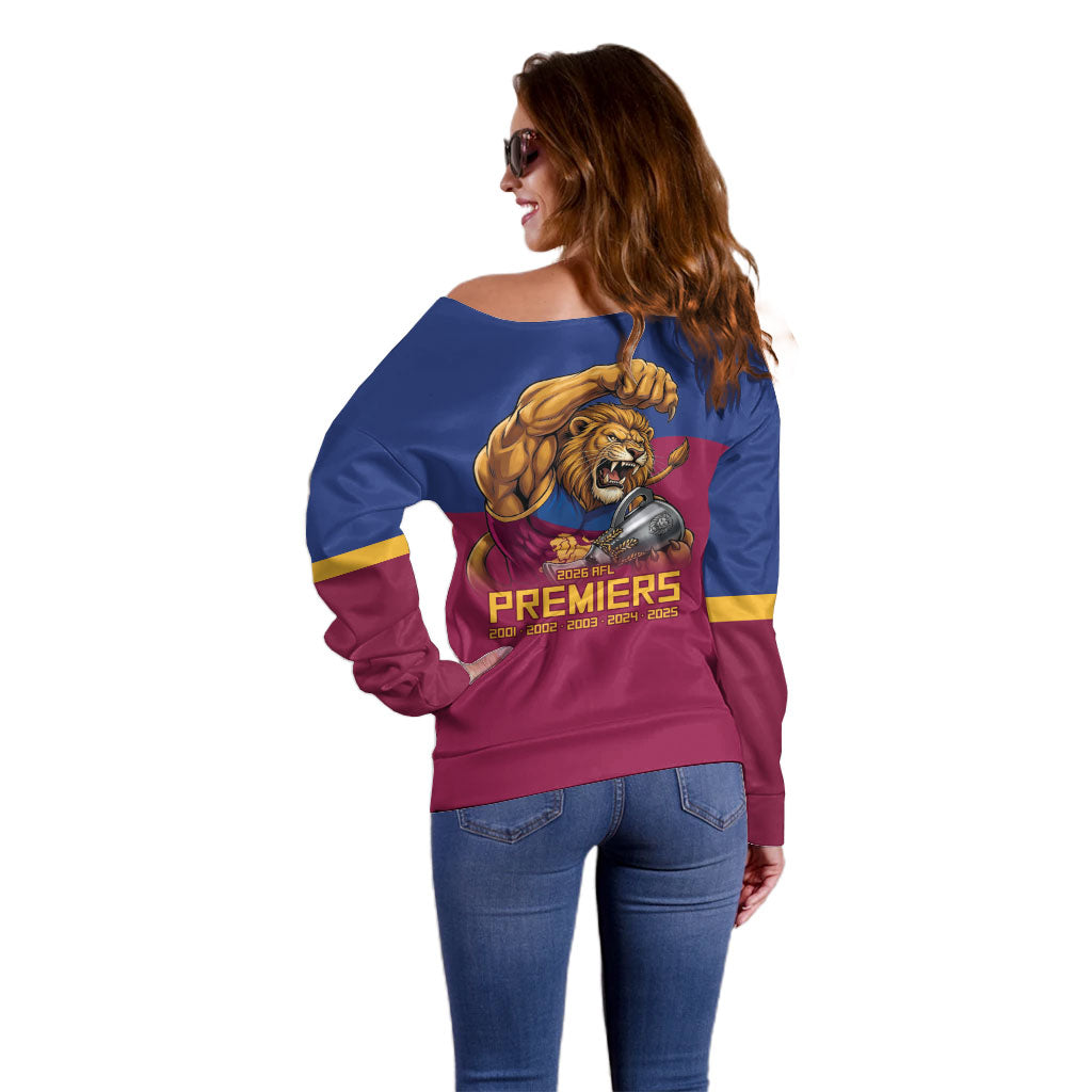 Brisbane Lions Premiers 2026 Off Shoulder Sweater Six-Time Champions