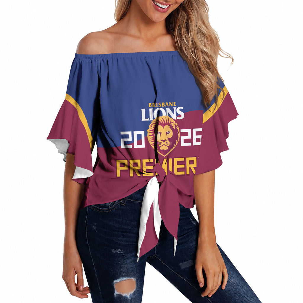 Brisbane Lions Premiers 2026 Off Shoulder Wrap Waist Top Six-Time Champions
