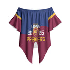 Brisbane Lions Premiers 2026 Off Shoulder Wrap Waist Top Six-Time Champions