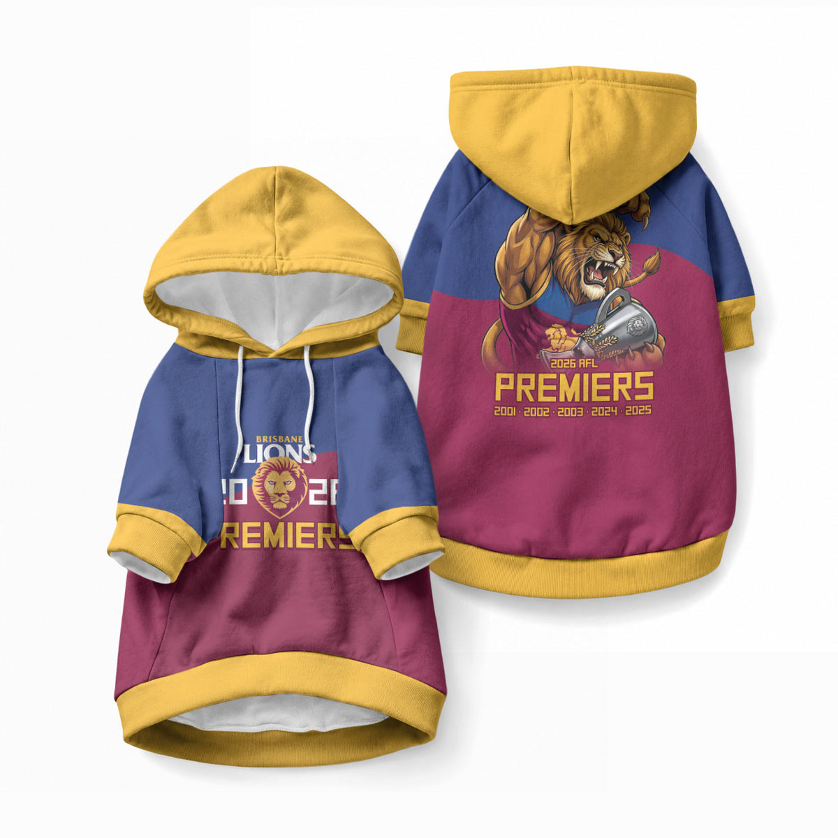 Brisbane Lions Premiers 2026 Pet Hoodie Six-Time Champions