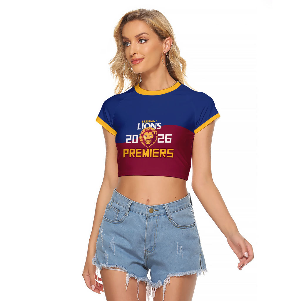 Brisbane Lions Premiers 2026 Raglan Cropped T Shirt Six-Time Champions
