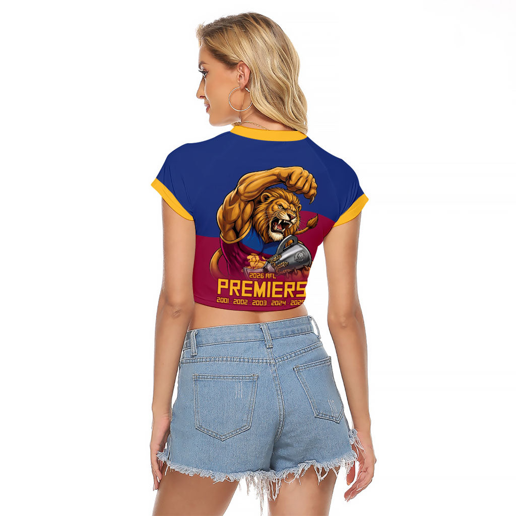 Brisbane Lions Premiers 2026 Raglan Cropped T Shirt Six-Time Champions