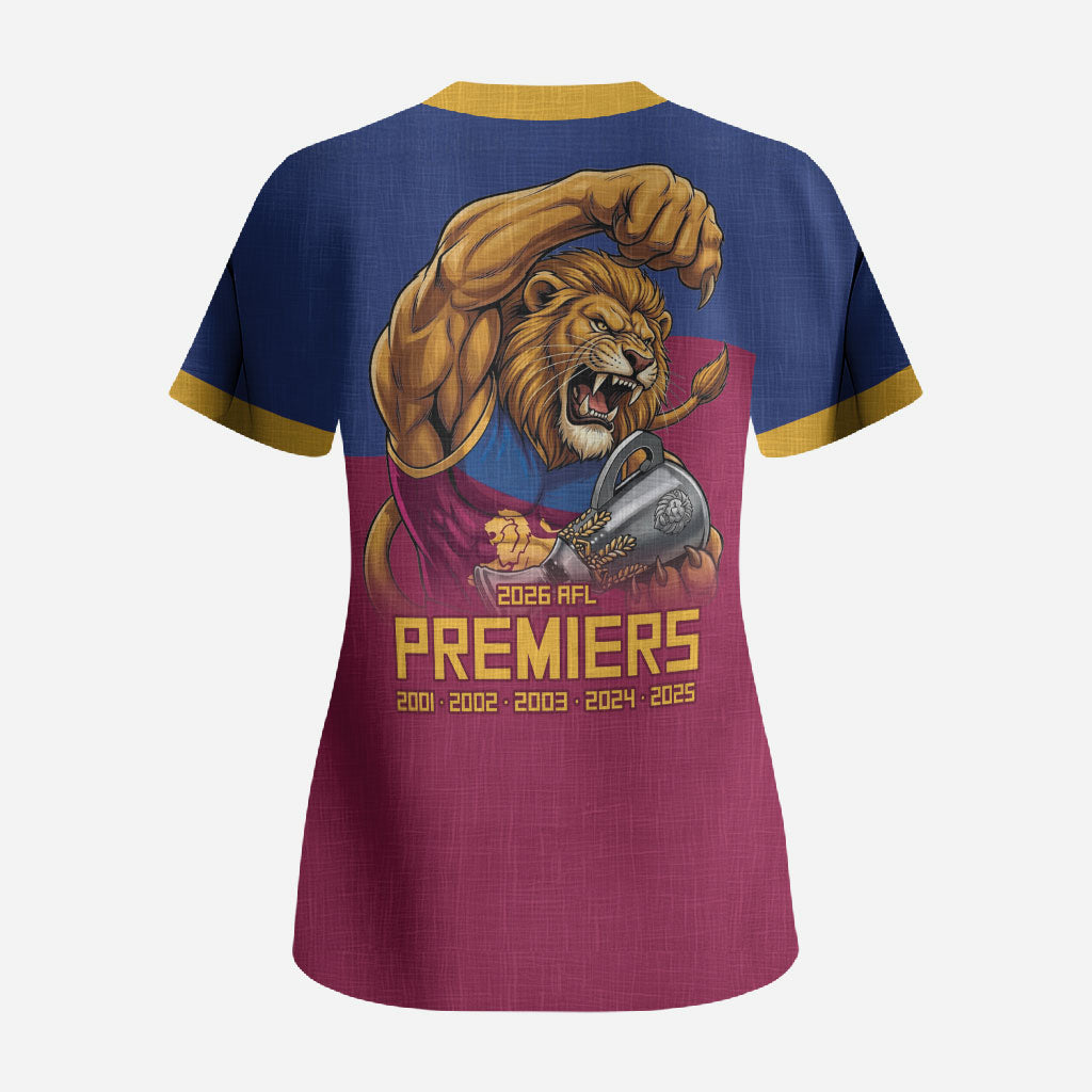Brisbane Lions Premiers 2026 Scrub Top Six-Time Champions