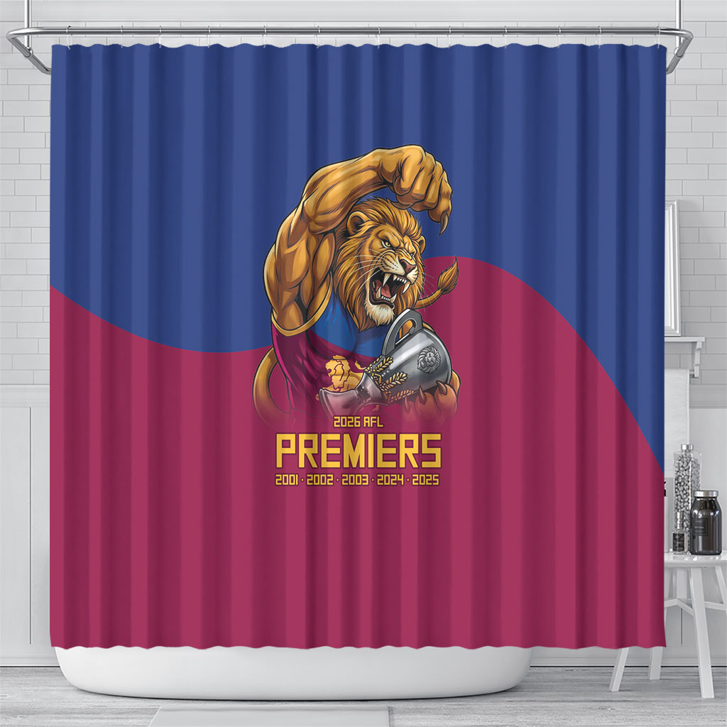 Brisbane Lions Premiers 2026 Shower Curtain Six-Time Champions