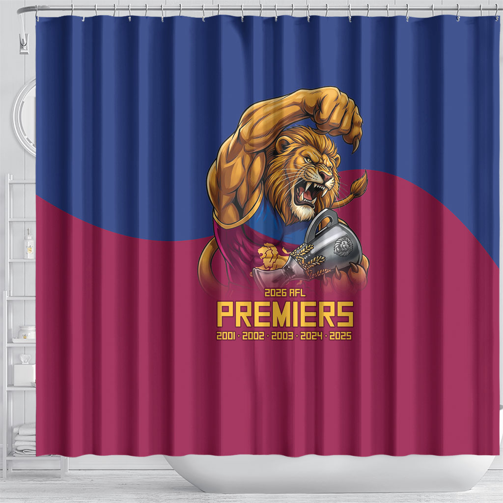 Brisbane Lions Premiers 2026 Shower Curtain Six-Time Champions