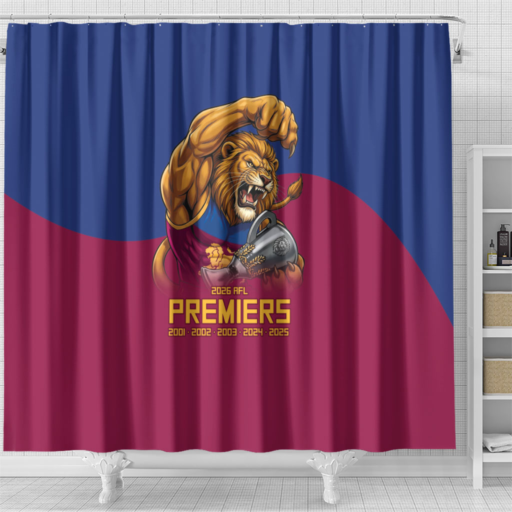 Brisbane Lions Premiers 2026 Shower Curtain Six-Time Champions