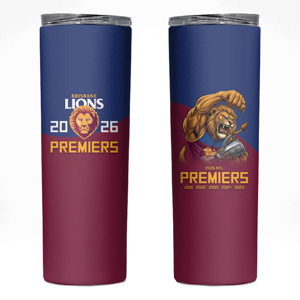 Brisbane Lions Premiers 2026 Skinny Tumbler Six-Time Champions