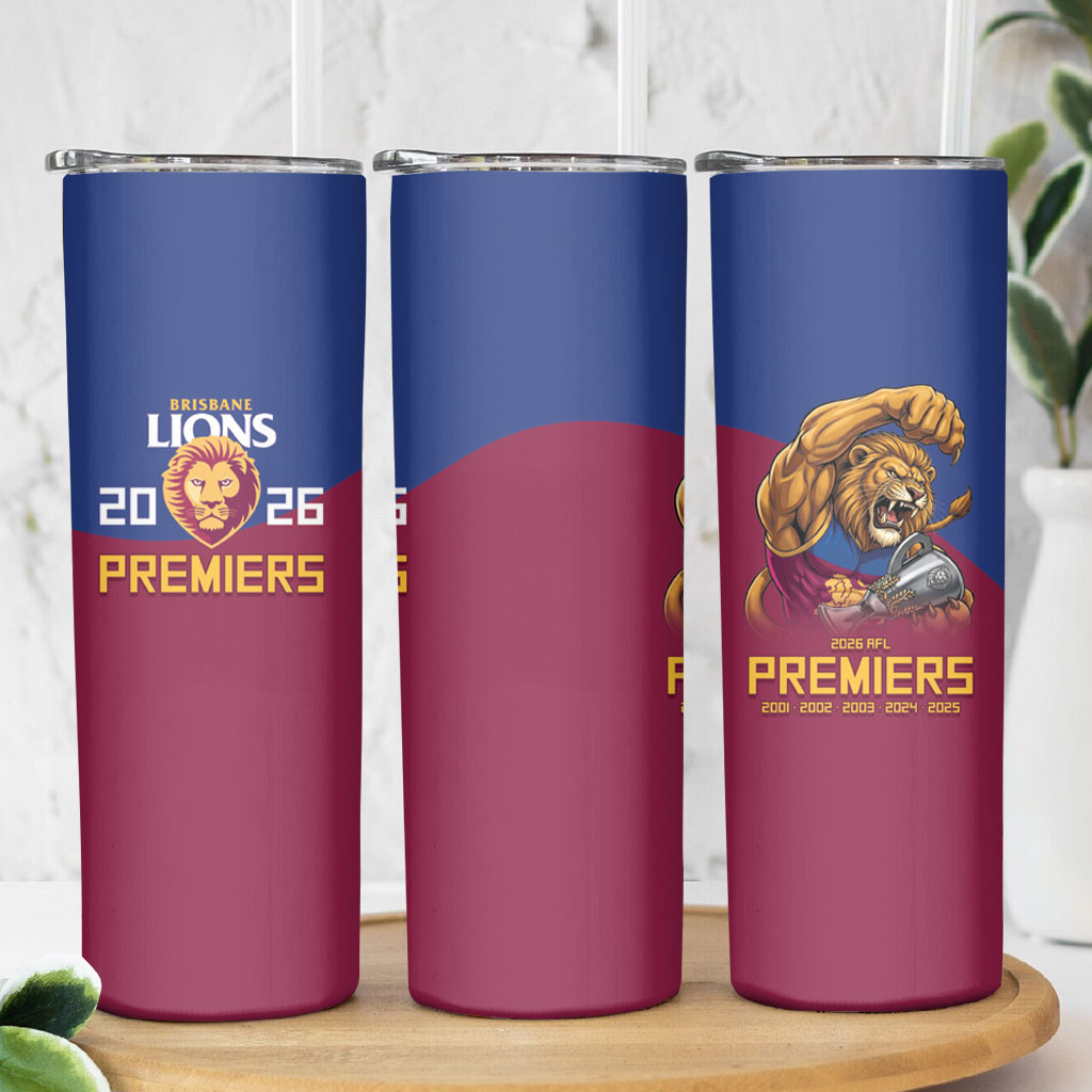 Brisbane Lions Premiers 2026 Skinny Tumbler Six-Time Champions