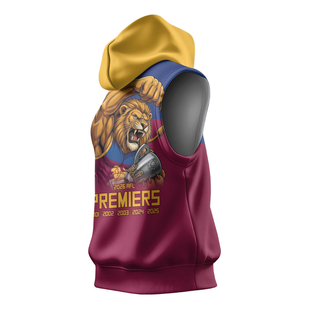 Brisbane Lions Premiers 2026 Sleeveless Hoodie Six-Time Champions