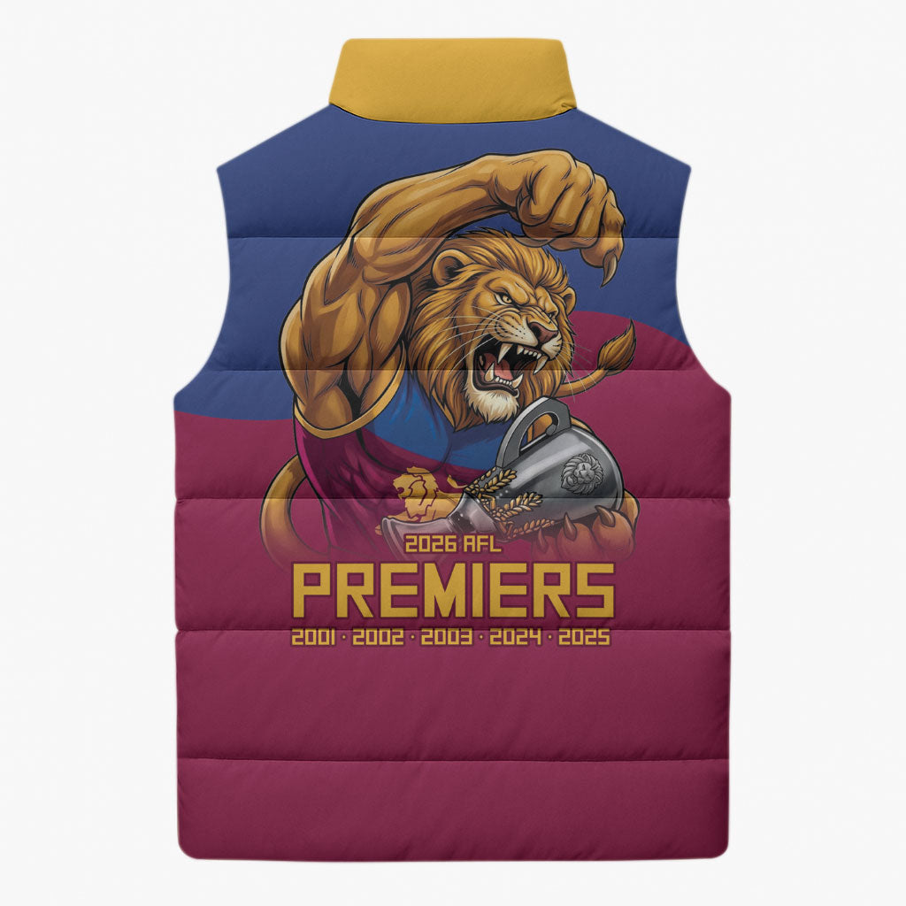 Brisbane Lions Premiers 2026 Sleeveless Puffer Jacket Six-Time Champions