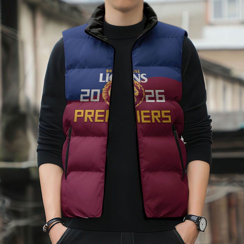 Brisbane Lions Premiers 2026 Sleeveless Puffer Jacket Six-Time Champions