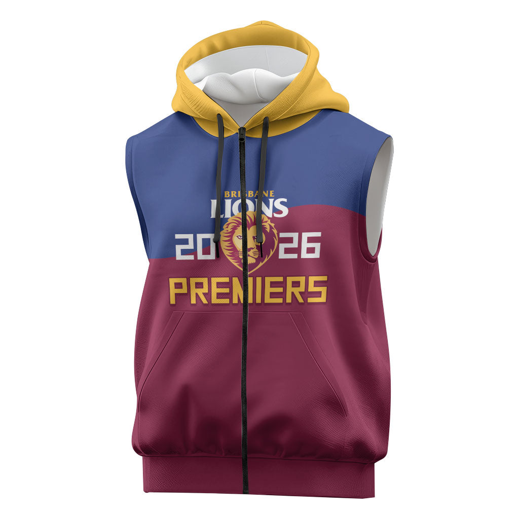 Brisbane Lions Premiers 2026 Sleeveless Zip Hoodie Six-Time Champions