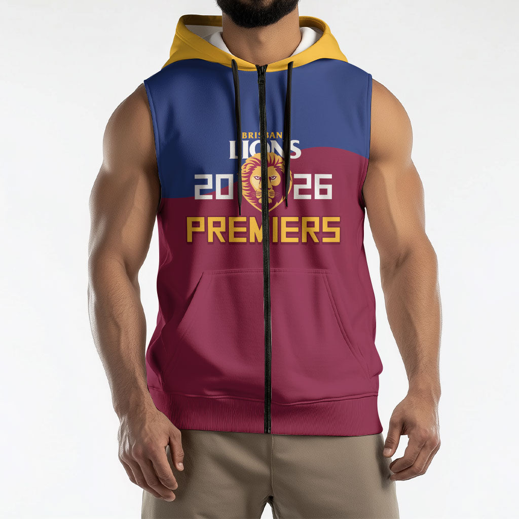 Brisbane Lions Premiers 2026 Sleeveless Zip Hoodie Six-Time Champions