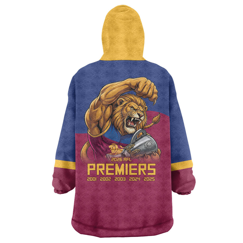 Brisbane Lions Premiers 2026 Wearable Blanket Hoodie Six-Time Champions