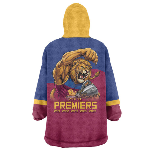 Brisbane Lions Premiers 2026 Wearable Blanket Hoodie Six-Time Champions