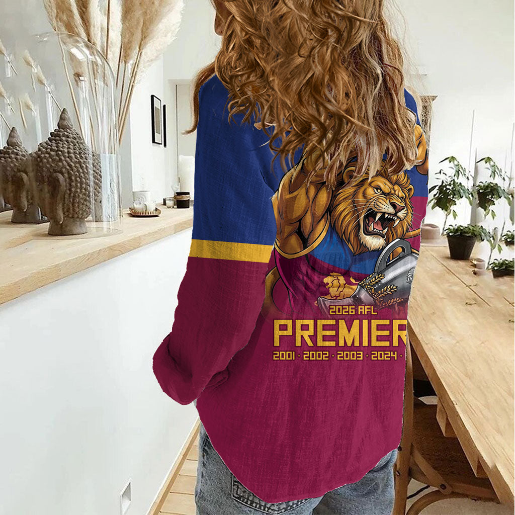 Brisbane Lions Premiers 2026 Women Casual Shirt Six-Time Champions
