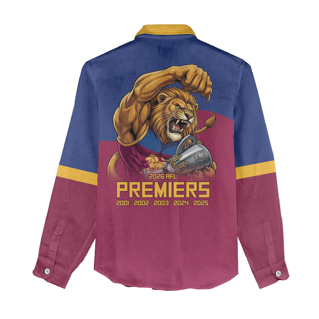 Brisbane Lions Premiers 2026 Women Casual Shirt Six-Time Champions
