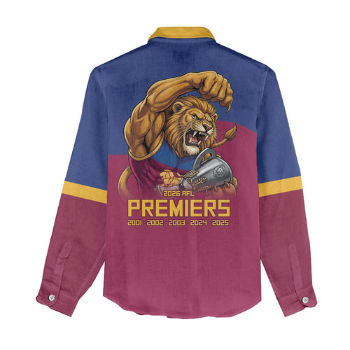 Brisbane Lions Premiers 2026 Women Casual Shirt Six-Time Champions