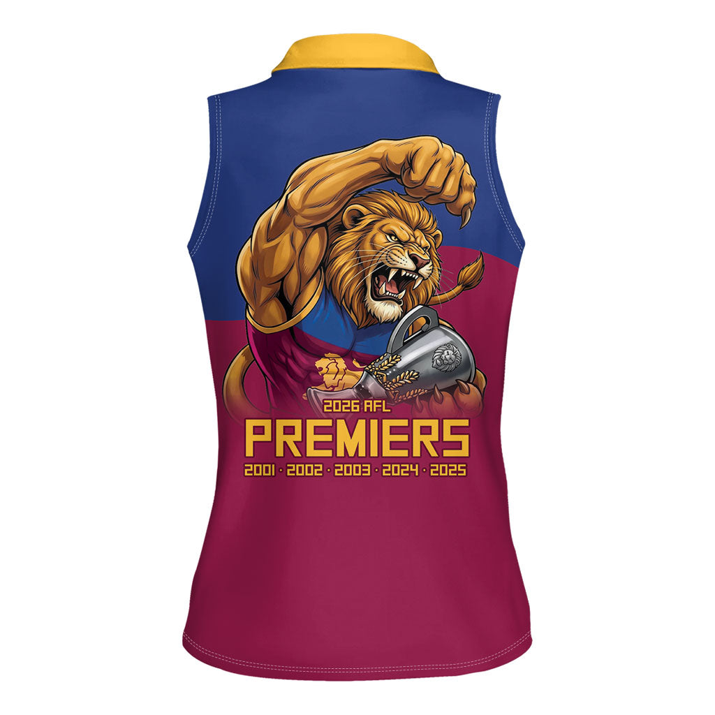 Brisbane Lions Premiers 2026 Women Sleeveless Polo Shirt Six-Time Champions