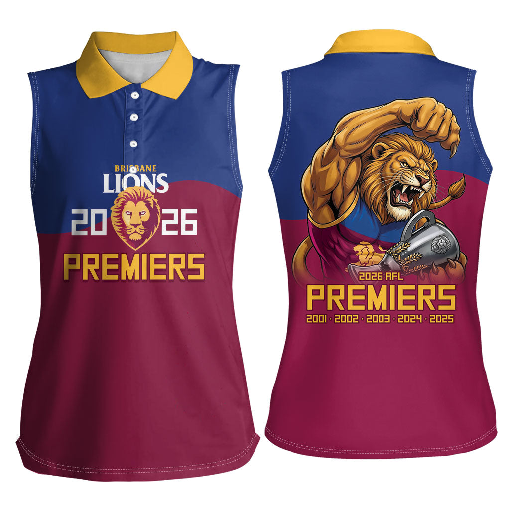 Brisbane Lions Premiers 2026 Women Sleeveless Polo Shirt Six-Time Champions