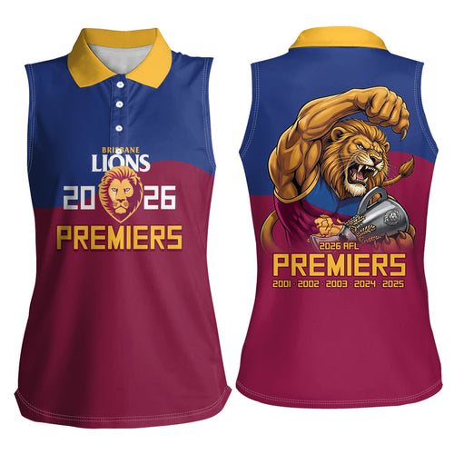 Brisbane Lions Premiers 2026 Women Sleeveless Polo Shirt Six-Time Champions