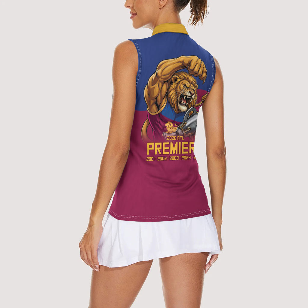 Brisbane Lions Premiers 2026 Women Sleeveless Polo Shirt Six-Time Champions