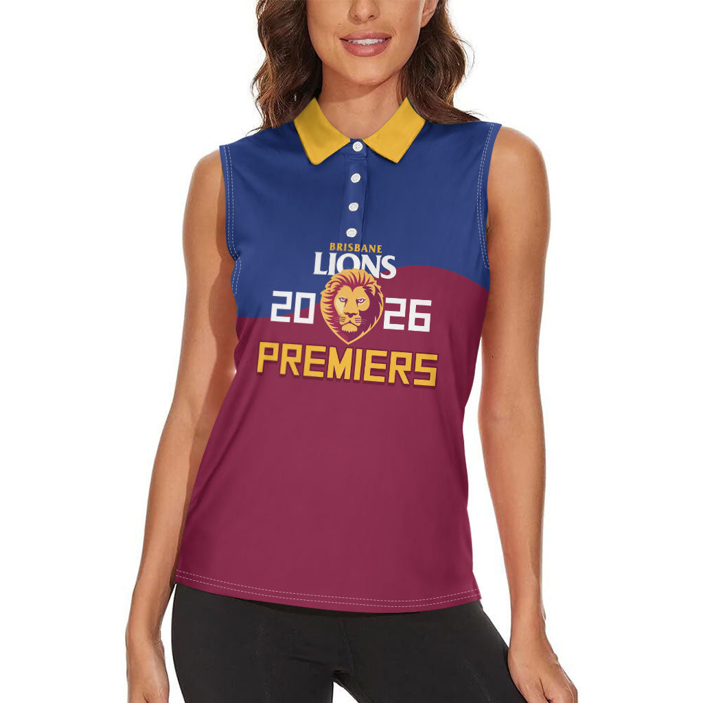 Brisbane Lions Premiers 2026 Women Sleeveless Polo Shirt Six-Time Champions