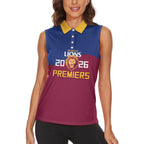 Brisbane Lions Premiers 2026 Women Sleeveless Polo Shirt Six-Time Champions