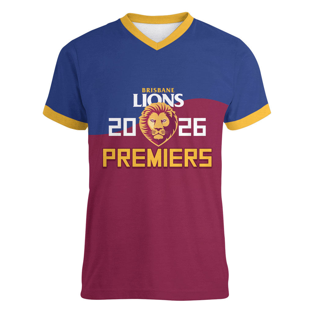 Brisbane Lions Premiers 2026 Women V-Neck T-Shirt Six-Time Champions