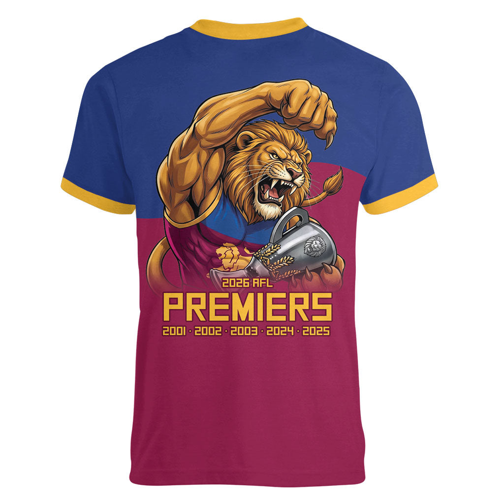Brisbane Lions Premiers 2026 Women V-Neck T-Shirt Six-Time Champions