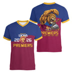Brisbane Lions Premiers 2026 Women V-Neck T-Shirt Six-Time Champions