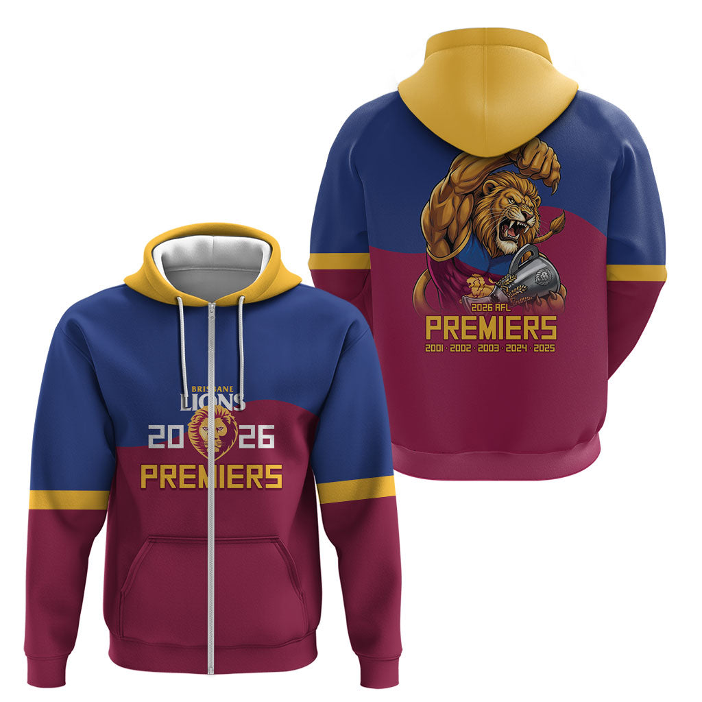 Brisbane Lions Premiers 2026 Zip Hoodie Six-Time Champions
