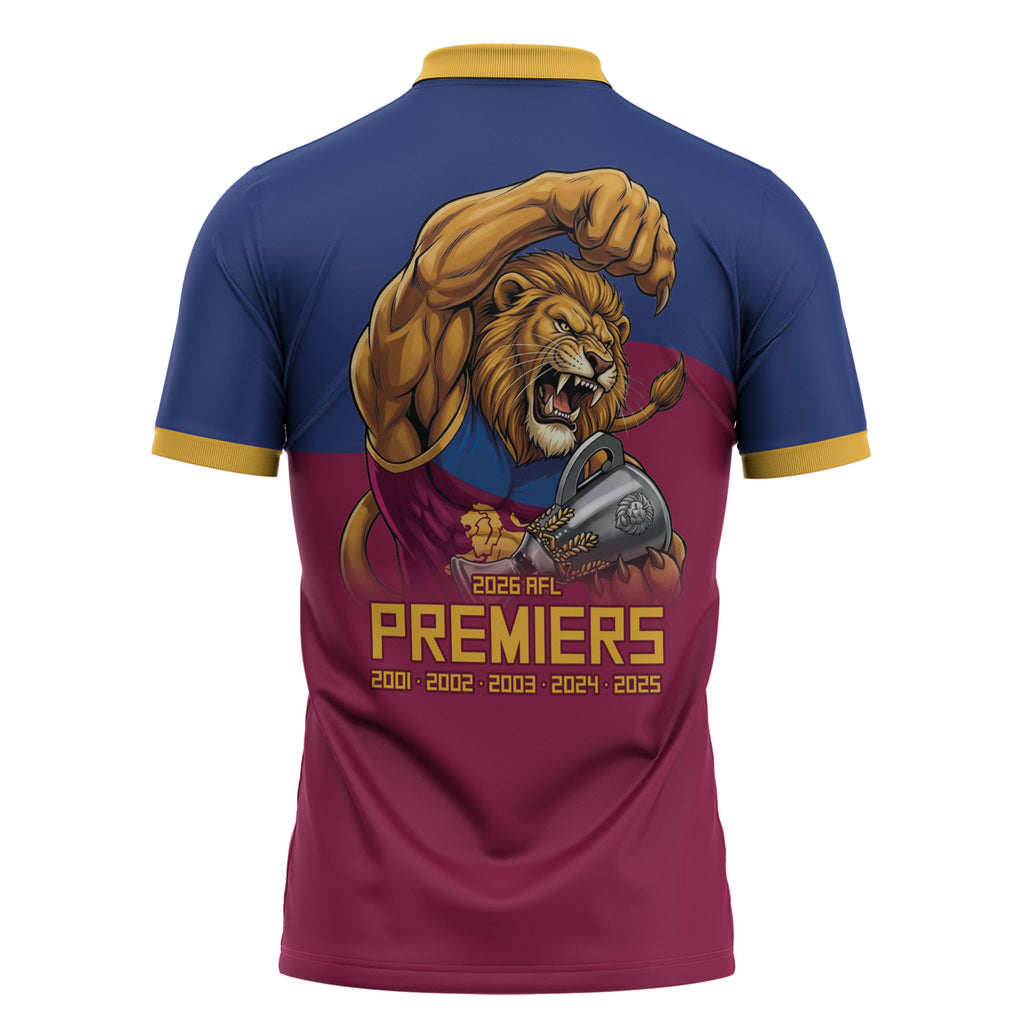 Brisbane Lions Premiers 2026 Zipper Polo Shirt Six-Time Champions