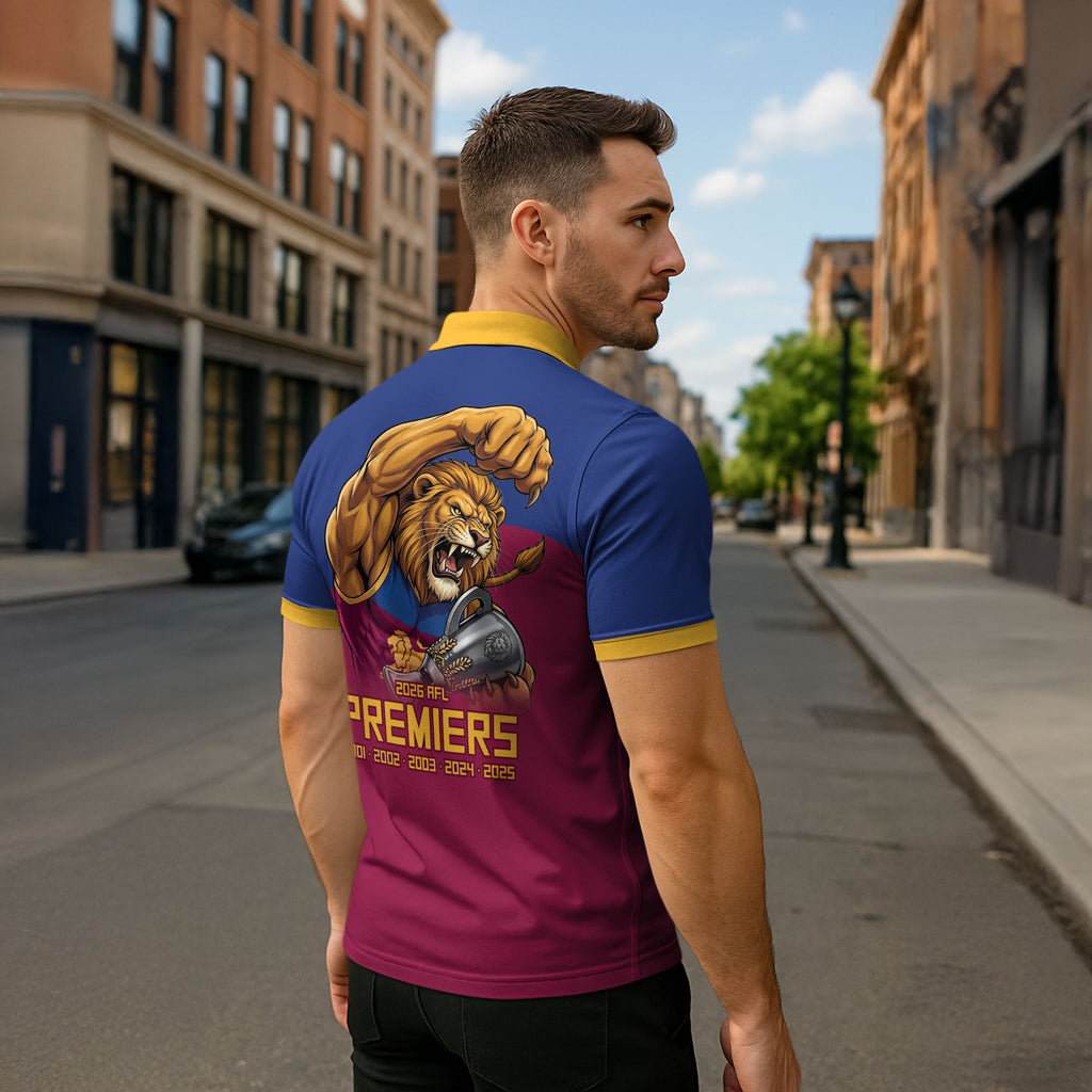 Brisbane Lions Premiers 2026 Zipper Polo Shirt Six-Time Champions