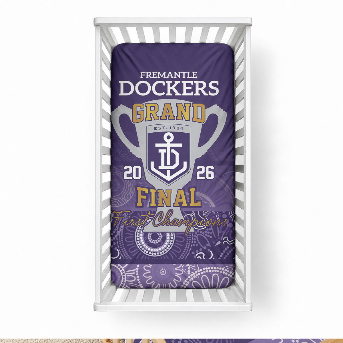 Fremantle Dockers Premiers 2026 Baby Bed Cover First Championship