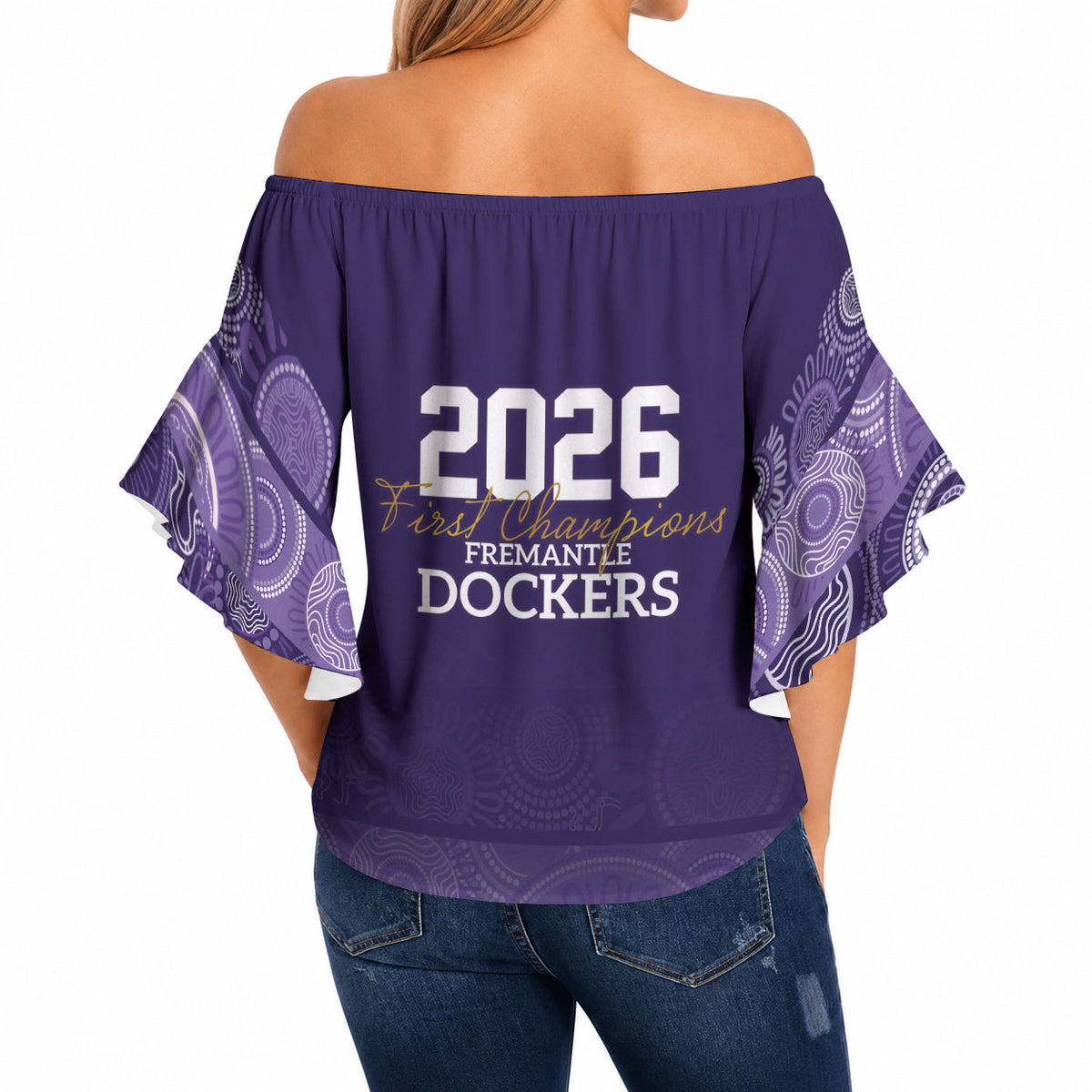 Fremantle Dockers Premiers 2026 Off Shoulder Wrap Waist Top First Championship