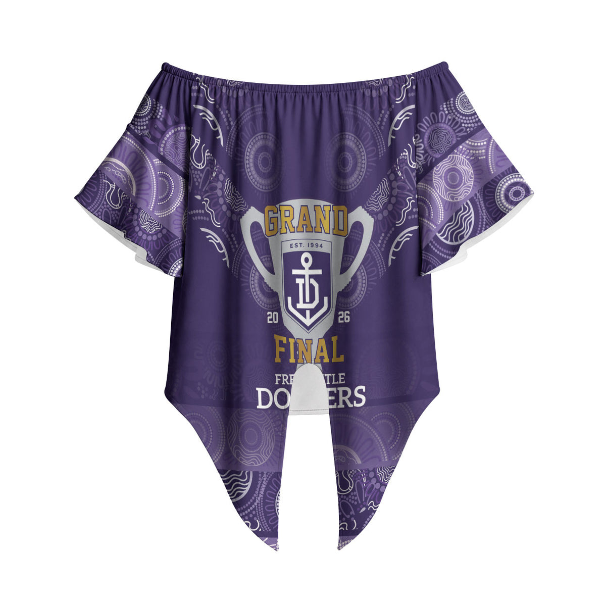 Fremantle Dockers Premiers 2026 Off Shoulder Wrap Waist Top First Championship