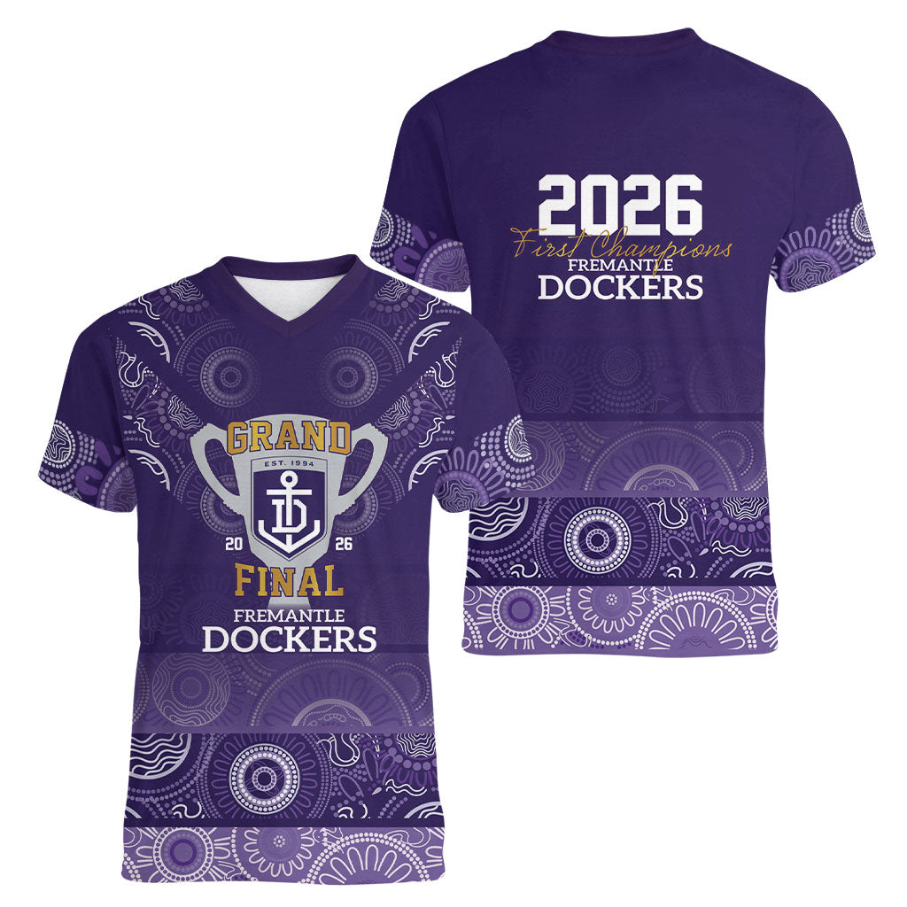 Fremantle Dockers Premiers 2026 Women V-Neck T-Shirt First Championship